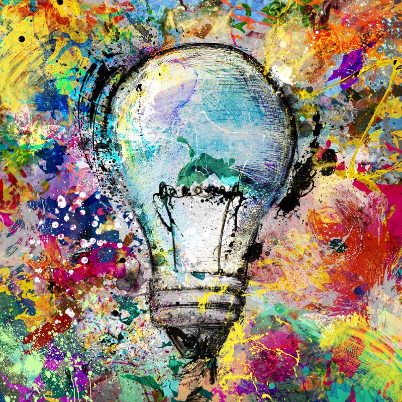 Watecolor of a lightbulb depicting creativity