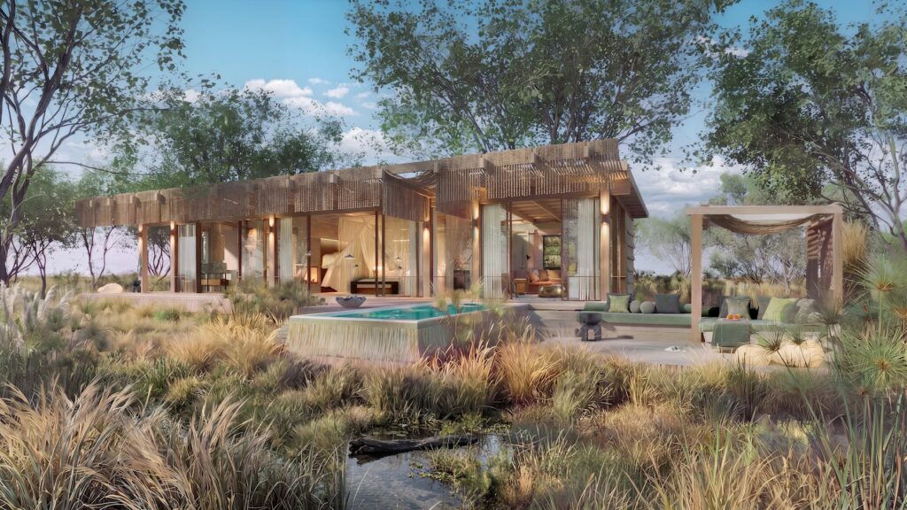 Rendering of a suite at the renewed &Beyond Xaranna Okavango Delta Lodge