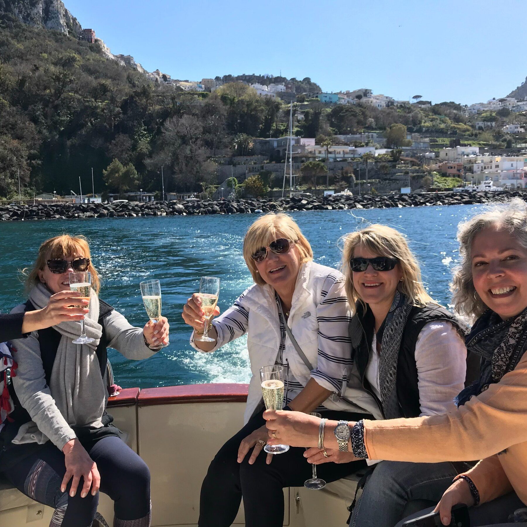 Women on a boat in Italy